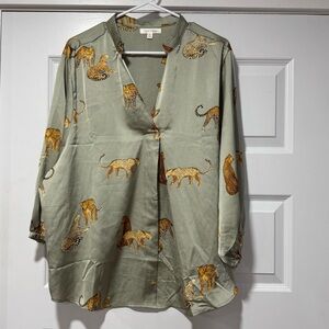 Leopard Print Blouse - Green